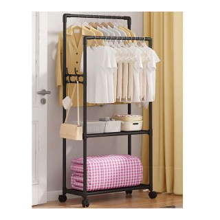 Πλαστική Τροχήλατη Κρεμάστρα Δαπέδου με 2 Ράγες και 2 Ράφια 60 x 33...