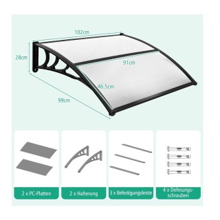 Πλαστικό Κιόσκι - Τέντα Πόρτας Εισόδου 102 x 99 x 28 cm Costway NP1... Πλαστικό Κιόσκι - Τέντα Πόρτας Εισόδου 102 x 99 x 28 cm Costway NP1...