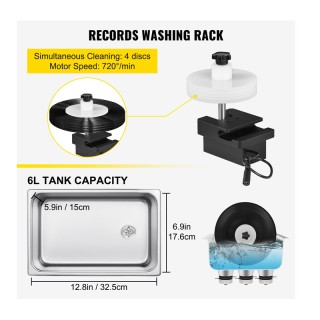 Πλυντήριο Δίσκων Βινυλίου Ultrasonic 6 Lt 40kHz VEVOR QXNGDHJ6L220V...