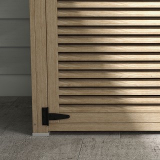 Έπιπλο αποθήκευσης εξωτερικού χώρου με 2 ράφια με μανταλάκια, σε ξύ... Έπιπλο αποθήκευσης εξωτερικού χώρου με 2 ράφια με μανταλάκια, σε ξύ...