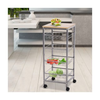 Πολυλειτουργικό Μεταλλικό Τρόλεϊ Κουζίνας 36.5 x 36.5 x 89 cm HOMCO...
