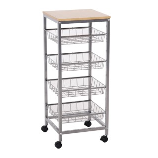 Πολυλειτουργικό Μεταλλικό Τρόλεϊ Κουζίνας 36.5 x 36.5 x 89 cm HOMCO...