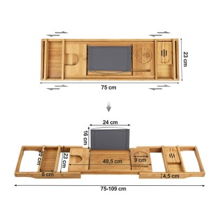 Πολυλειτουργικό Ράφι Μπανιέρας από Μπαμπού 75 -109 x 4.5 x 23 cm Χρ... Πολυλειτουργικό Ράφι Μπανιέρας από Μπαμπού 75 -109 x 4.5 x 23 cm Χρ...