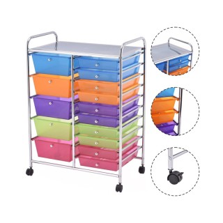 Πολυλειτουργικό Μεταλλικό Τρόλεϊ με 15 Πλαστικά Συρτάρια 62.5 x 37 ... Πολυλειτουργικό Μεταλλικό Τρόλεϊ με 15 Πλαστικά Συρτάρια 62.5 x 37 ...