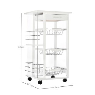 Πολυλειτουργικό Ξύλινο Τρόλεϊ Κουζίνας 83 x 47 x 37 cm HOMCOM 801-1...