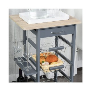 Πολυλειτουργικό Ξύλινο Τρόλεϊ Κουζίνας 83 x 47 x 37 cm Χρώματος Γκρ... Πολυλειτουργικό Ξύλινο Τρόλεϊ Κουζίνας 83 x 47 x 37 cm Χρώματος Γκρ...