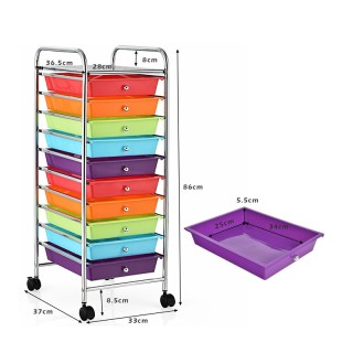 Πολυλειτουργικό Μεταλλικό Τρόλεϊ με 10 Πολύχρωμα Συρτάρια 33 x 37 x... Πολυλειτουργικό Μεταλλικό Τρόλεϊ με 10 Πολύχρωμα Συρτάρια 33 x 37 x...