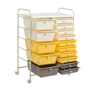 Πολυλειτουργικό Μεταλλικό Τρόλεϊ με 15 Συρτάρια 62.5 x 37 x 87 cm C...
