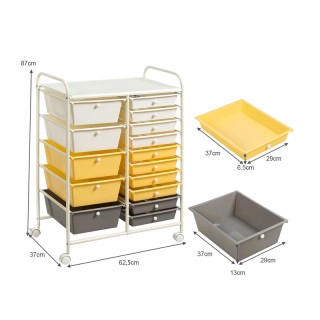 Πολυλειτουργικό Μεταλλικό Τρόλεϊ με 15 Συρτάρια 62.5 x 37 x 87 cm C... Πολυλειτουργικό Μεταλλικό Τρόλεϊ με 15 Συρτάρια 62.5 x 37 x 87 cm C...