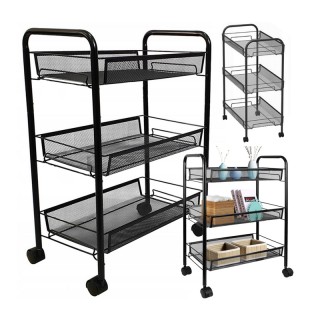 Πολυλειτουργικό Μεταλλικό Τρόλεϊ με 3 Ράφια 44 x 27 x 64 cm Verk Gr...
