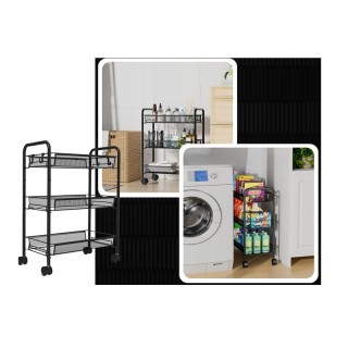 Πολυλειτουργικό Μεταλλικό Τρόλεϊ με 3 Ράφια 44 x 27 x 64 cm Verk Gr...