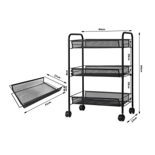 Πολυλειτουργικό Μεταλλικό Τρόλεϊ με 3 Ράφια 44 x 27 x 64 cm Verk Gr...