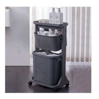 Πολυλειτουργικό Πλαστικό Τρόλεϊ με 2 Καλάθια 43.5 x 33 x 80 cm Χρώμ...