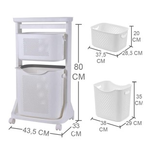 Πολυλειτουργικό Πλαστικό Τρόλεϊ με 2 Καλάθια 43.5 x 33 x 80 cm Χρώμ... Πολυλειτουργικό Πλαστικό Τρόλεϊ με 2 Καλάθια 43.5 x 33 x 80 cm Χρώμ...