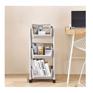 Πολυλειτουργικό Πλαστικό Τρόλεϊ με 3 Ράφια 25.5 x 26 x 76 cm Χρώματ...