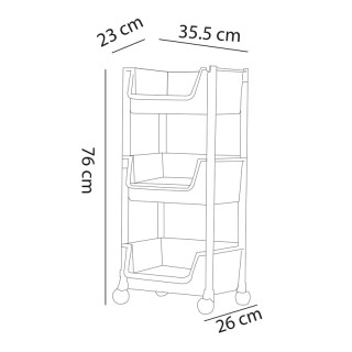 Πολυλειτουργικό Πλαστικό Τρόλεϊ με 3 Ράφια 25.5 x 26 x 76 cm Χρώματ... Πολυλειτουργικό Πλαστικό Τρόλεϊ με 3 Ράφια 25.5 x 26 x 76 cm Χρώματ...