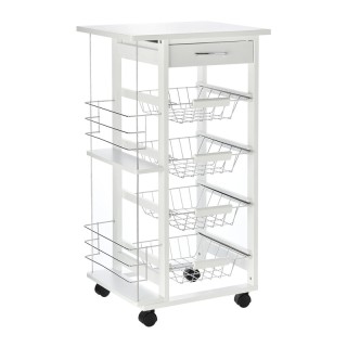Πολυλειτουργικό Ξύλινο Τρόλεϊ Κουζίνας 83 x 47 x 37 cm Χρώματος Λευ... Πολυλειτουργικό Ξύλινο Τρόλεϊ Κουζίνας 83 x 47 x 37 cm Χρώματος Λευ...