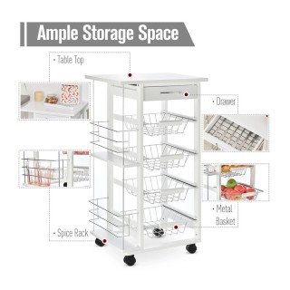 Πολυλειτουργικό Ξύλινο Τρόλεϊ Κουζίνας 83 x 47 x 37 cm Χρώματος Λευ... Πολυλειτουργικό Ξύλινο Τρόλεϊ Κουζίνας 83 x 47 x 37 cm Χρώματος Λευ...