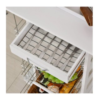 Πολυλειτουργικό Ξύλινο Τρόλεϊ Κουζίνας 83 x 47 x 37 cm Χρώματος Λευ...