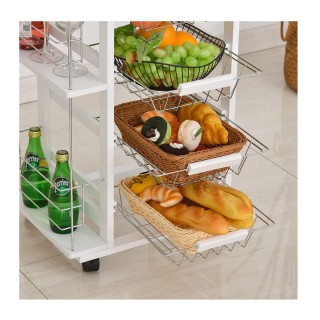 Πολυλειτουργικό Ξύλινο Τρόλεϊ Κουζίνας 83 x 47 x 37 cm Χρώματος Λευ... Πολυλειτουργικό Ξύλινο Τρόλεϊ Κουζίνας 83 x 47 x 37 cm Χρώματος Λευ...