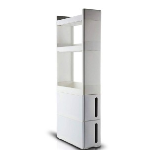 Πολυλειτουργικό Τρόλεϊ με 3 Ράφια και 2 Συρτάρια 45 x 17 x 106 cm B... Πολυλειτουργικό Τρόλεϊ με 3 Ράφια και 2 Συρτάρια 45 x 17 x 106 cm B...