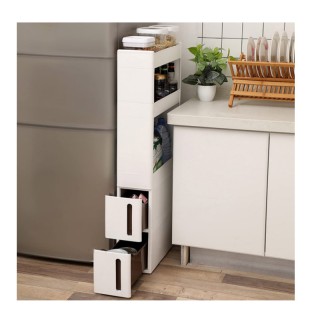 Πολυλειτουργικό Τρόλεϊ με 3 Ράφια και 2 Συρτάρια 45 x 17 x 106 cm B...