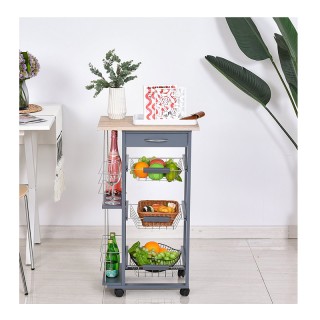 Πολυλειτουργικό Ξύλινο Τρόλεϊ Κουζίνας 47 x 37 x 83 cm HOMCOM 801-130 Πολυλειτουργικό Ξύλινο Τρόλεϊ Κουζίνας 47 x 37 x 83 cm HOMCOM 801-130