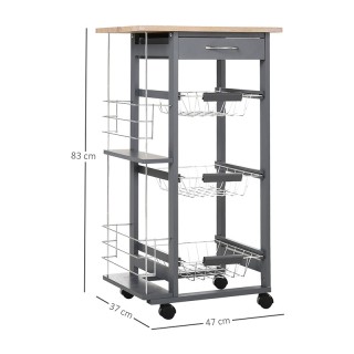 Πολυλειτουργικό Ξύλινο Τρόλεϊ Κουζίνας 47 x 37 x 83 cm HOMCOM 801-130 Πολυλειτουργικό Ξύλινο Τρόλεϊ Κουζίνας 47 x 37 x 83 cm HOMCOM 801-130