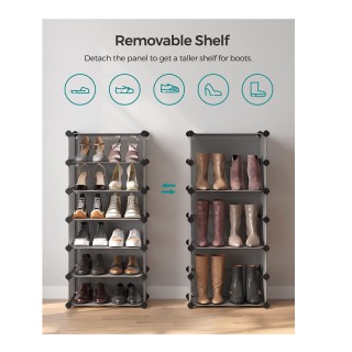 Πολυμορφική Πλαστική Παπουτσοθήκη με 10 Θήκες Χρώματος Γκρι Songmic... Πολυμορφική Πλαστική Παπουτσοθήκη με 10 Θήκες Χρώματος Γκρι Songmic...