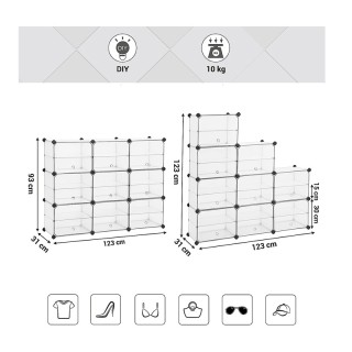 Πολυμορφική Πλαστική Παπουτσοθήκη με 9 Κύβους 123 x 31 x 93 cm Song... Πολυμορφική Πλαστική Παπουτσοθήκη με 9 Κύβους 123 x 31 x 93 cm Song...