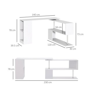 Πολυμορφικό Ξύλινο Γραφείο 140 x 120 x 78 cm Χρώματος Λευκό HOMCOM ...