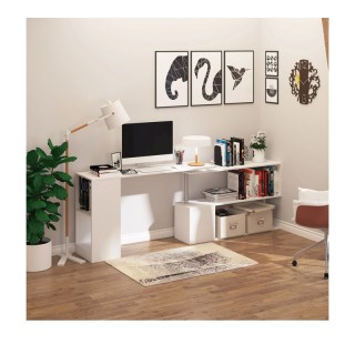Πολυμορφικό Ξύλινο Γραφείο 140 x 120 x 78 cm Χρώματος Λευκό HOMCOM ...