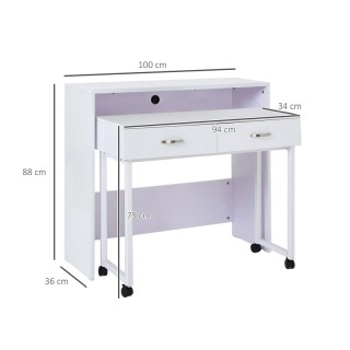 Πολυμορφικό Ξύλινο Γραφείο 100 x 36 x 88 cm HOMCOM 920-021V01WT Πολυμορφικό Ξύλινο Γραφείο 100 x 36 x 88 cm HOMCOM 920-021V01WT