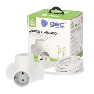 Πολύπριζο 3 Θέσεων με 2 Θύρες USB και Καλώδιο 1.4 m GSC 103000014