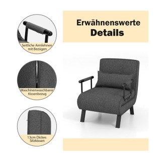 Πολυθρόνα - Κρεβάτι με Μαξιλάρι 65 x 79 x 79 cm Costway HV10417GR Πολυθρόνα - Κρεβάτι με Μαξιλάρι 65 x 79 x 79 cm Costway HV10417GR