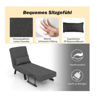 Πολυθρόνα - Κρεβάτι με Μαξιλάρι 65 x 79 x 79 cm Costway HV10417GR Πολυθρόνα - Κρεβάτι με Μαξιλάρι 65 x 79 x 79 cm Costway HV10417GR