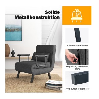 Πολυθρόνα - Κρεβάτι με Μαξιλάρι 65 x 79 x 79 cm Costway HV10417GR Πολυθρόνα - Κρεβάτι με Μαξιλάρι 65 x 79 x 79 cm Costway HV10417GR