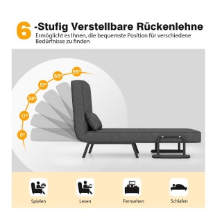 Πολυθρόνα - Κρεβάτι με Μαξιλάρι 65 x 79 x 79 cm Costway HV10417GR Πολυθρόνα - Κρεβάτι με Μαξιλάρι 65 x 79 x 79 cm Costway HV10417GR