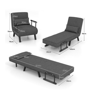 Πολυθρόνα - Κρεβάτι με Μαξιλάρι 65 x 79 x 79 cm Costway HV10417GR Πολυθρόνα - Κρεβάτι με Μαξιλάρι 65 x 79 x 79 cm Costway HV10417GR