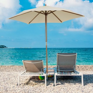 Ομπρέλα Outsunny Garden and Terrace σε πολυεστερικό ξύλο 2,5x2,3m μ...