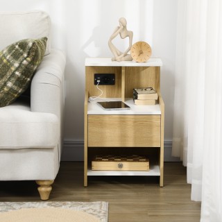 HOMCOM Μοντέρνο κομοδίνο με 2 υποδοχές και θύρες USB και συρτάρι απ... HOMCOM Μοντέρνο κομοδίνο με 2 υποδοχές και θύρες USB και συρτάρι απ...