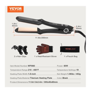 Πρέσα Μαλλιών με Πλάκες Τιτανίου 60 W VEVOR YSYHWXWFLZZFU2XXAV2 Πρέσα Μαλλιών με Πλάκες Τιτανίου 60 W VEVOR YSYHWXWFLZZFU2XXAV2