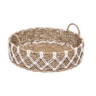 Ψάθινος Στρογγυλός Διακοσμητικός Δίσκος 38.5 x 38.5 x 15.5 cm Atmos...