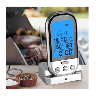 Ψηφιακό Θερμόμετρο Μαγειρικής από Ανοξείδωτο Ατσάλι με Φωτιζόμενη Ο...