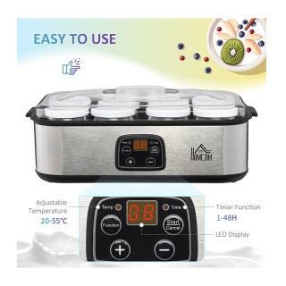 Ψηφιακός Παρασκευαστής Γιαουρτιού με 8 Γυάλινα Βάζα 30 W HOMCOM 800...