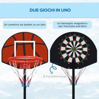 SPORTNOW Τσέρκι μπάσκετ με Darts Target 2 in 1, σε ατσάλι και PE, 3...