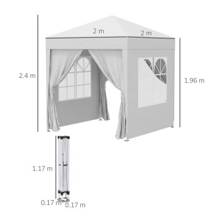 Πτυσσόμενο Κιόσκι Κήπου 2 x 2 x 2.50 m Χρώματος Λευκό Outsunny 1001... Πτυσσόμενο Κιόσκι Κήπου 2 x 2 x 2.50 m Χρώματος Λευκό Outsunny 1001...