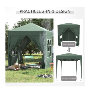 Πτυσσόμενο Κιόσκι Κήπου 2 x 2 x 2.50 m Χρώματος Πράσινο Outsunny 10...