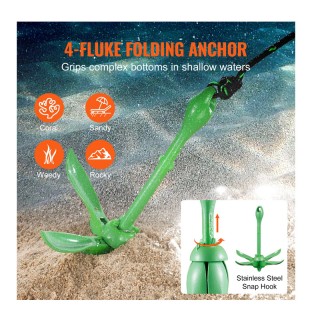 Πτυσσόμενη Άγκυρα για Κανό Καγιάκ από Χυτοσίδηρο 1.5 Kg με Σχοινί κ...