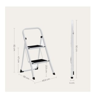 Πτυσσόμενη Σκάλα από Ατσάλι 2 Σκαλιών Songmics GSL12WT